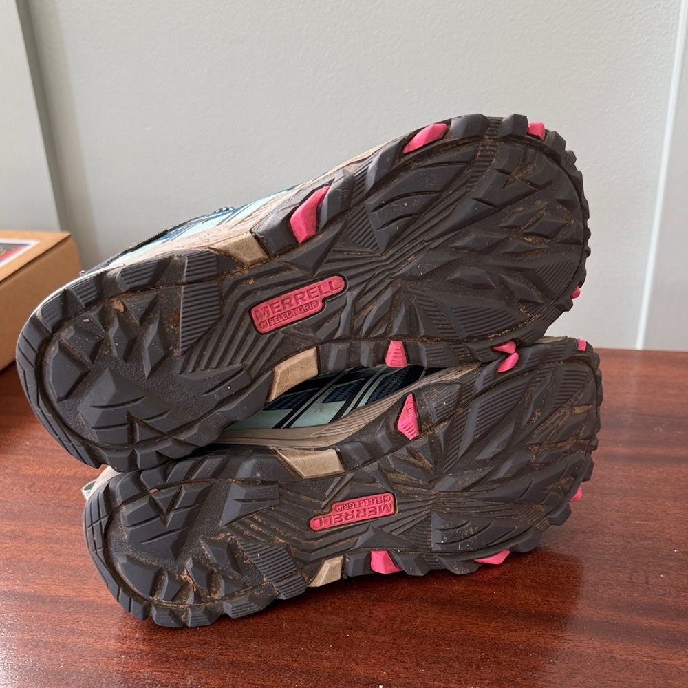 Merrell Kids' Moab Hiking Sneakers - Blue, Black, and Pink - Picture 10 of 12